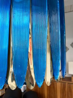 Large Contemporary Balloon Chandelier Brass and Blue Murano Glass Italy - 3479973