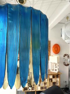 Large Contemporary Balloon Chandelier Brass and Blue Murano Glass Italy - 3479977