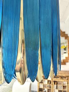 Large Contemporary Balloon Chandelier Brass and Blue Murano Glass Italy - 3479978