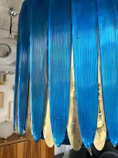 Large Contemporary Balloon Chandelier Brass and Blue Murano Glass Italy - 3479979