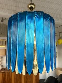 Large Contemporary Balloon Chandelier Brass and Blue Murano Glass Italy - 3479980