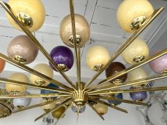 Large Contemporary Candy Chandelier Brass and Murano Glass Italy - 3710623