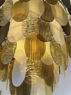 Large Contemporary Chandelier Tan Brown Tapestry Murano Glass by AD Italy - 4331213