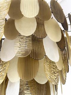 Large Contemporary Chandelier Tan Brown Tapestry Murano Glass by AD Italy - 4331217