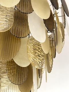 Large Contemporary Chandelier Tan Brown Tapestry Murano Glass by AD Italy - 4331218