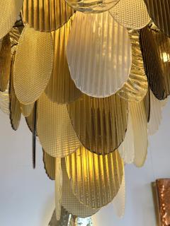 Large Contemporary Chandelier Tan Brown Tapestry Murano Glass by AD Italy - 4331220