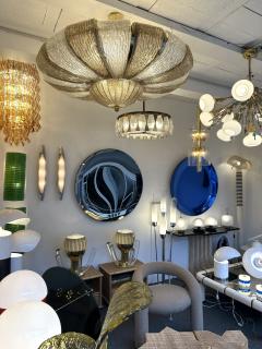 Large Contemporary Crown Chandelier Brass and Murano Glass Italy - 3901094