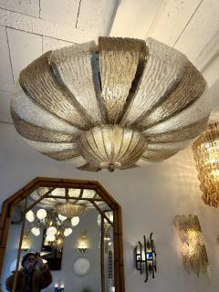Large Contemporary Crown Chandelier Brass and Murano Glass Italy - 3901097
