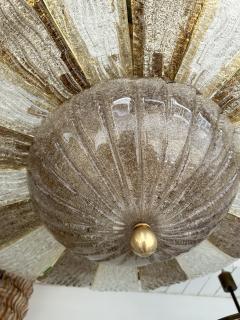 Large Contemporary Crown Chandelier Brass and Murano Glass Italy - 3901102