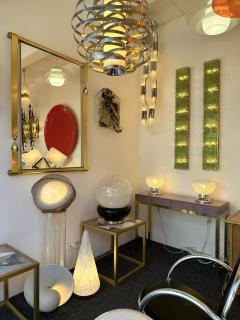 Large Contemporary Pair of Brass Green Gold Leaf Murano Glass Sconces Italy - 3047389