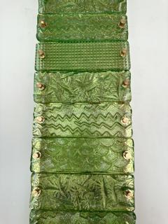 Large Contemporary Pair of Brass Green Gold Leaf Murano Glass Sconces Italy - 3047390