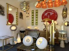 Large Contemporary Pair of Brass Green Gold Leaf Murano Glass Sconces Italy - 3047392