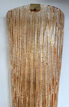 Large Contemporary Pair of Brass Salmon Gold Leaf Murano Glass Sconces Italy - 4325110