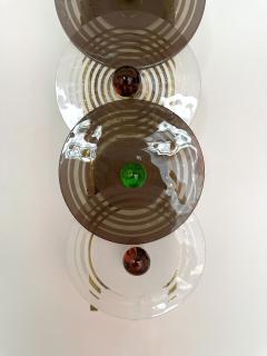 Large Contemporary Pair of Brass and Circle Disc Murano Glass Sconces Italy - 3842632