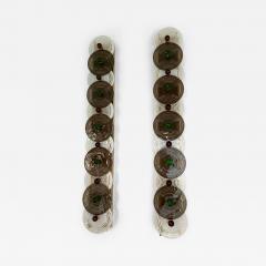 Large Contemporary Pair of Brass and Circle Disc Murano Glass Sconces Italy - 3845561