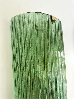 Large Contemporary Pair of Brass and Green Gold Leaf Murano Glass Sconces Italy - 4326052