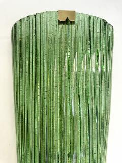Large Contemporary Pair of Brass and Green Gold Leaf Murano Glass Sconces Italy - 4326055