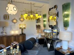 Large Contemporary Pair of Brass and Green Gold Leaf Murano Glass Sconces Italy - 4326056