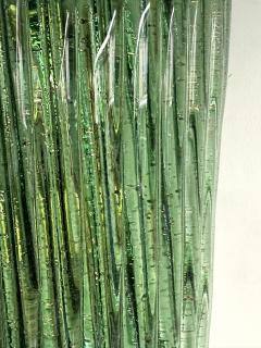 Large Contemporary Pair of Brass and Green Gold Leaf Murano Glass Sconces Italy - 4326059