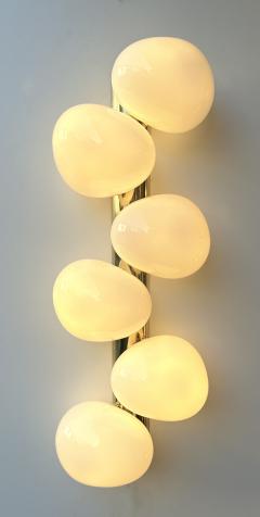 Large Contemporary Pair of Brass and White Bulb Murano Glass Sconces Italy - 3343795
