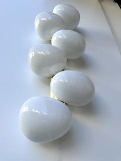 Large Contemporary Pair of Brass and White Bulb Murano Glass Sconces Italy - 3343797