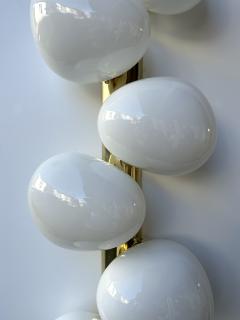 Large Contemporary Pair of Brass and White Bulb Murano Glass Sconces Italy - 3343801