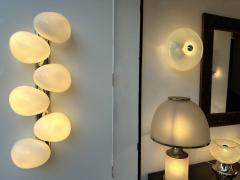 Large Contemporary Pair of Brass and White Bulb Murano Glass Sconces Italy - 3343806
