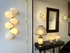 Large Contemporary Pair of Brass and White Bulb Murano Glass Sconces Italy - 3343813