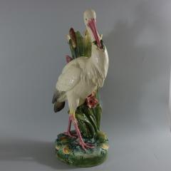 Large Continental Majolica Stork Figural Vase - 2190298