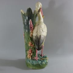Large Continental Majolica Stork Figural Vase - 2190303