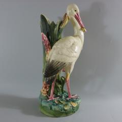 Large Continental Majolica Stork Figural Vase - 2190305