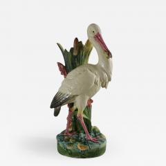 Large Continental Majolica Stork Figural Vase - 2191269
