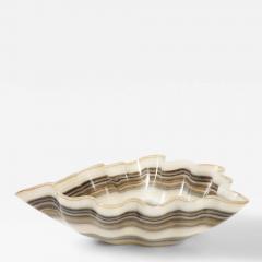 Large Cream Taupe and Gray Hand Carved Polished Onyx Bowl or Centerpiece - 3116189