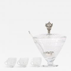 Large Cut Crystal Covered Punch Bowl Service 8 People - 1565224