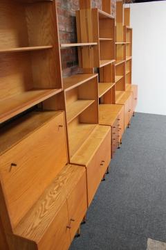 Large Czechoslovakian Modernist Oak and Walnut Freestanding Wall Unit by Jitona - 3019011
