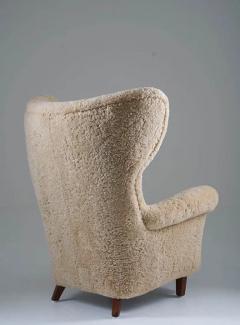 Large Danish Midcentury Lounge Chair in Sheepskin 1940s - 2915984