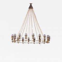 Large Danish brass chandelier with 18 lights - 2429959