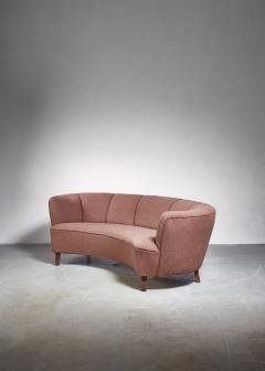 Large Danish curved brown sofa Denmark 1940s - 846830