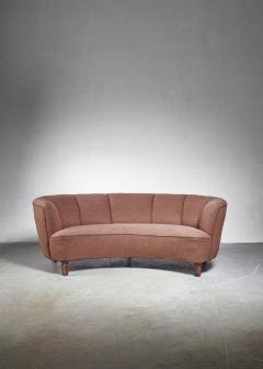 Large Danish curved brown sofa Denmark 1940s - 846857