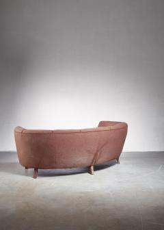 Large Danish curved brown sofa Denmark 1940s - 846872