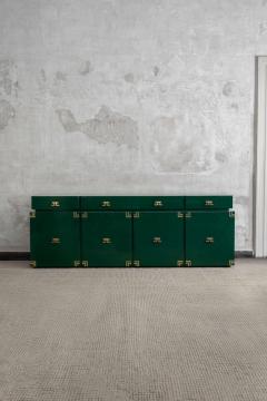 Large Dark Green Lacquered Wood Sideboard With Brass Details - 4322192