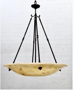 Large Deco Style Alabaster Chandelier or Plafonnier - 2138835