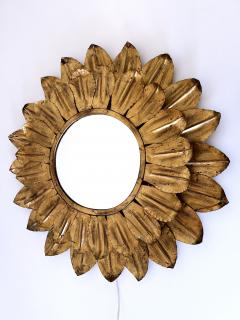 Large Decorative Mid Century Modern Sunflower Backlit Wall Mirror Germany 1960s - 4377595