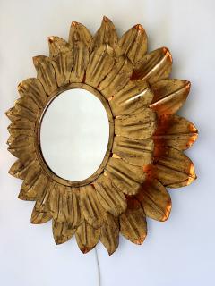 Large Decorative Mid Century Modern Sunflower Backlit Wall Mirror Germany 1960s - 4377596