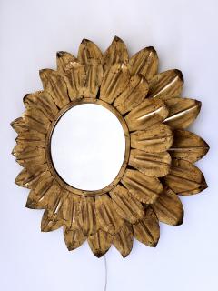 Large Decorative Mid Century Modern Sunflower Backlit Wall Mirror Germany 1960s - 4377599