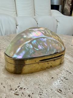 Large Decorative Mother of Pearl and Brass Lidded Box 1970s - 4707544