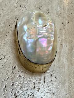 Large Decorative Mother of Pearl and Brass Lidded Box 1970s - 4707546