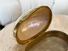 Large Decorative Mother of Pearl and Brass Lidded Box 1970s - 4707547