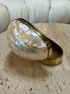Large Decorative Mother of Pearl and Brass Lidded Box 1970s - 4707551