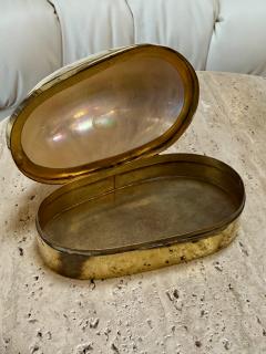 Large Decorative Mother of Pearl and Brass Lidded Box 1970s - 4707553
